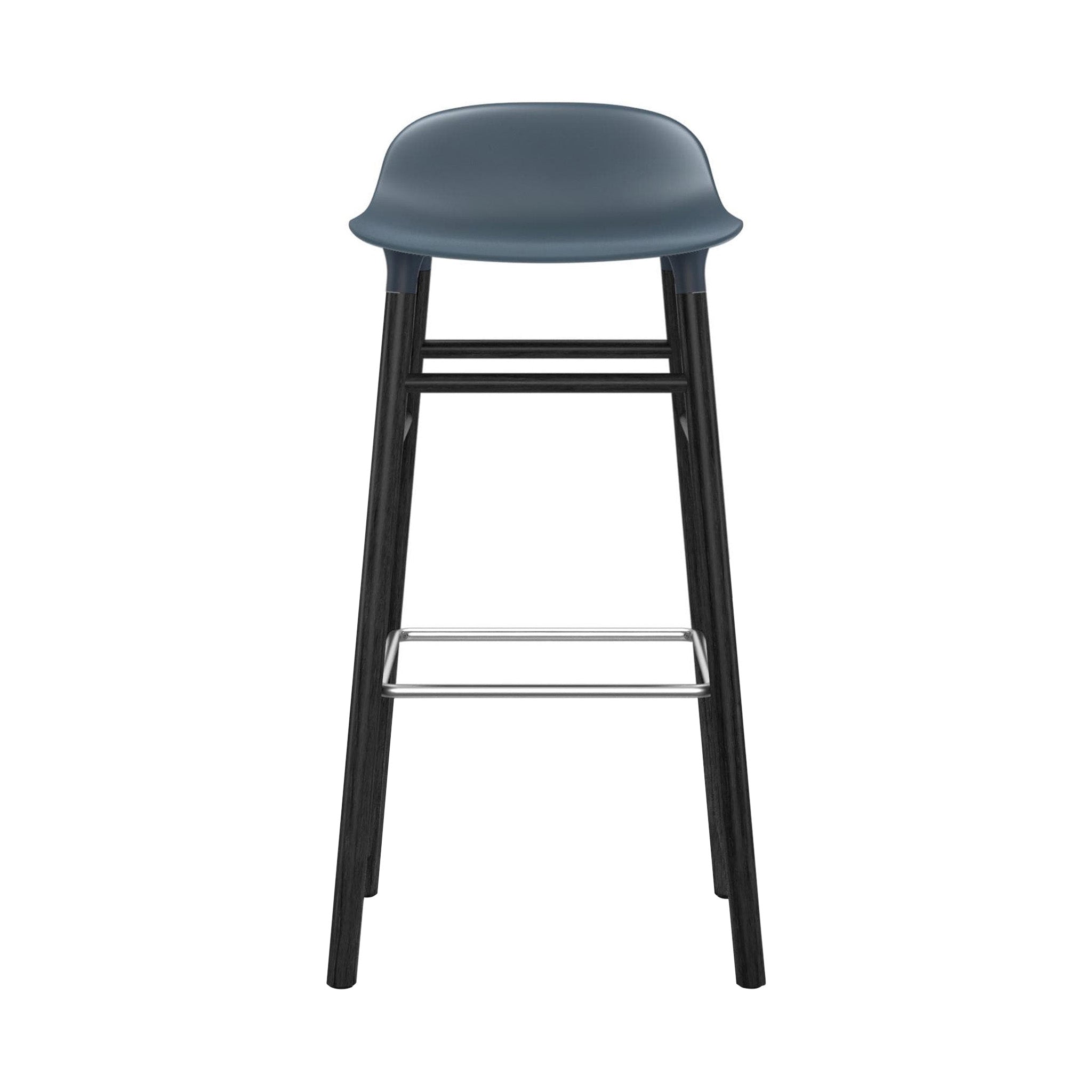 Form Bar + Counter Stool: Black Lacquered Oak + Bar + Blue