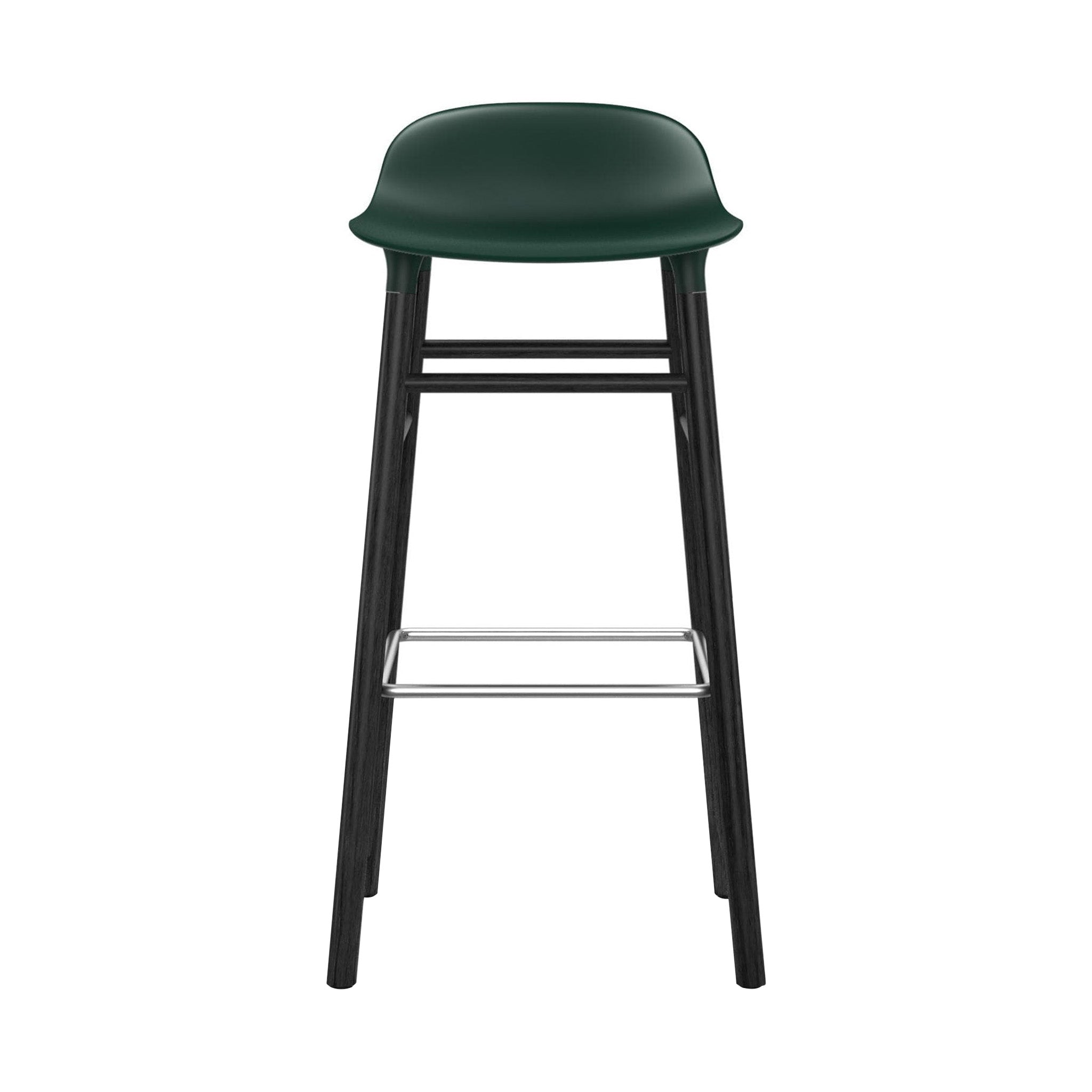 Form Bar + Counter Stool: Black Lacquered Oak + Bar + Green