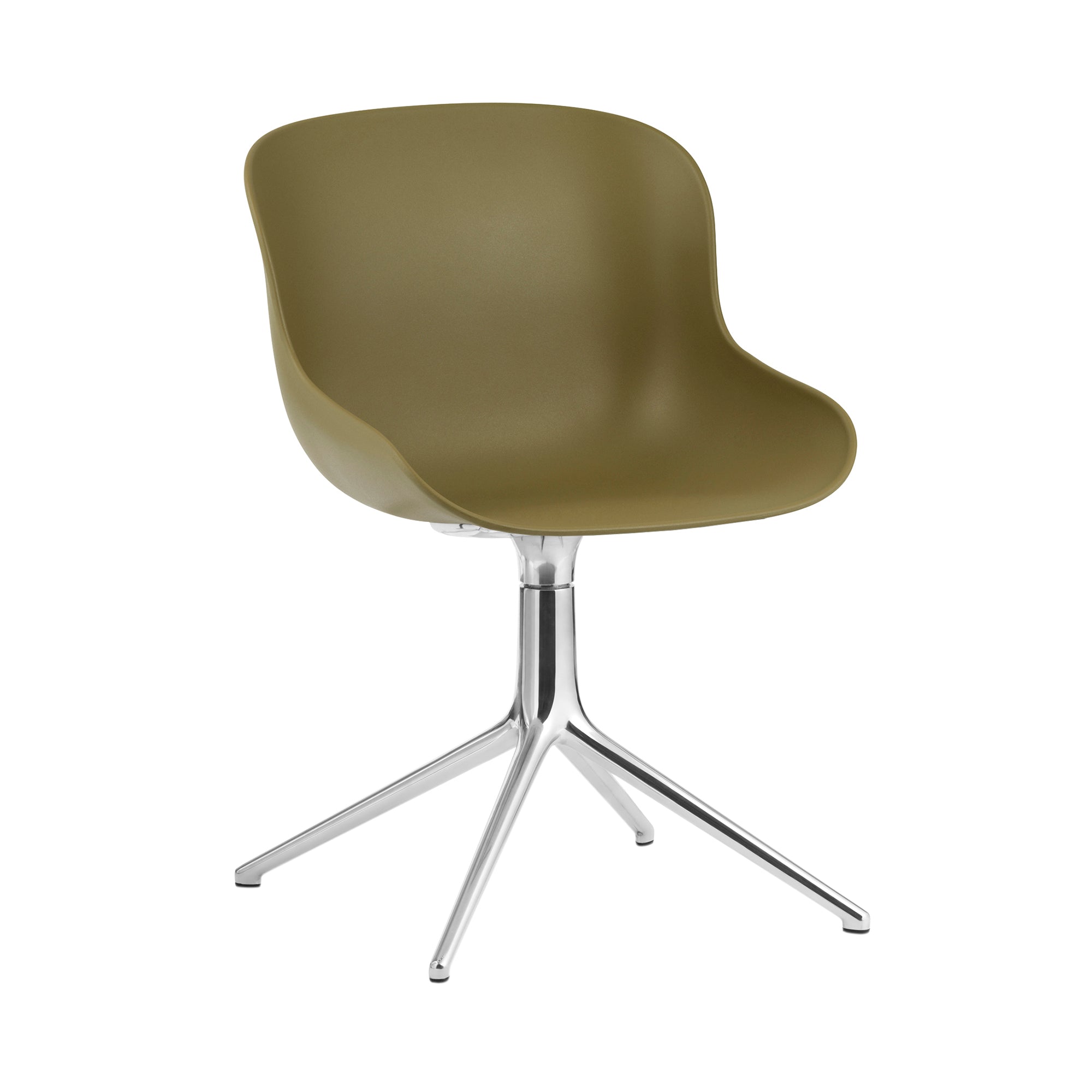 Hyg 4 Legs Swivel Chair: Olive + Aluminum