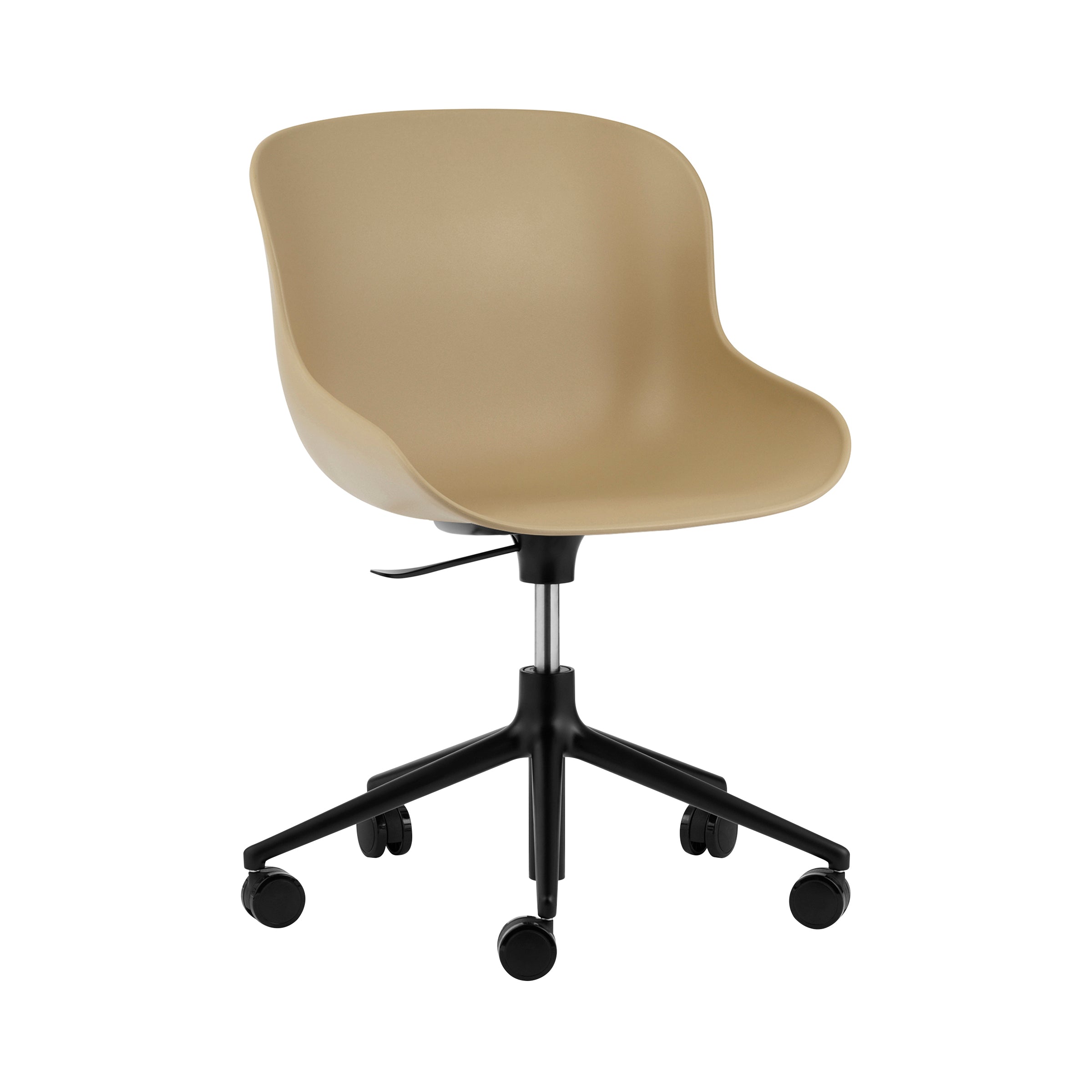 Hyg 5W Swivel Chair: Gaslift + Black Aluminum + Sand