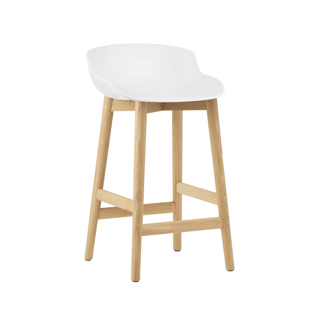 Hyg Bar + Counter Stool: Wood Base + Counter + White + Oak