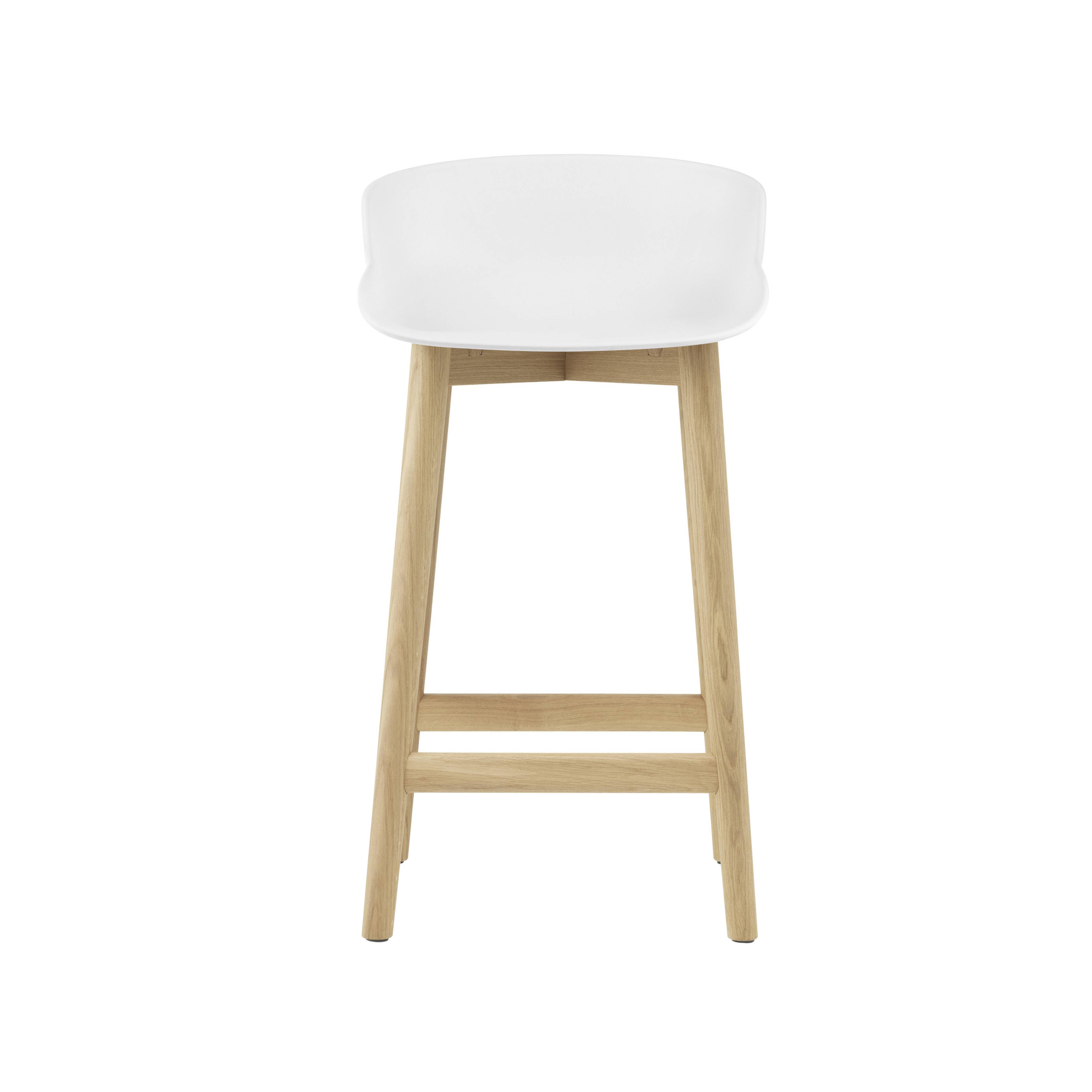 Hyg Bar + Counter Stool: Wood Base + Counter + White + Oak