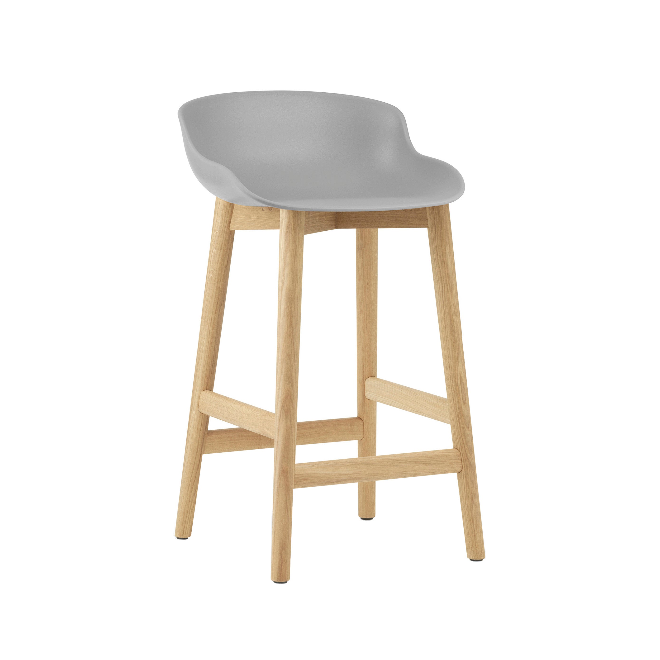 Hyg Bar + Counter Stool: Wood Base + Counter + Grey + Oak