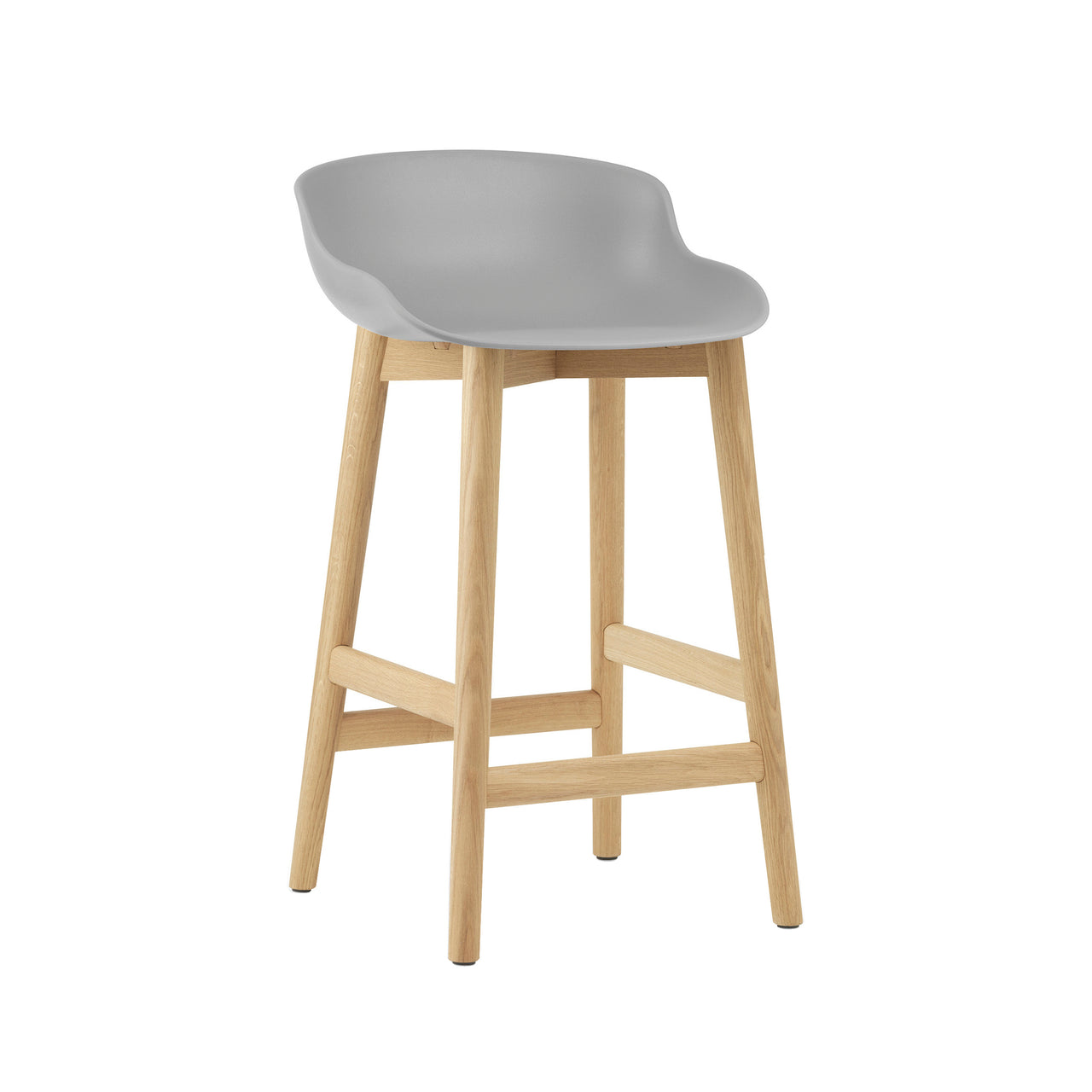 Hyg Bar + Counter Stool: Wood Base + Counter + Grey + Oak