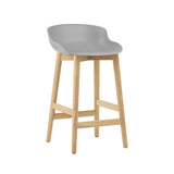 Hyg Bar + Counter Stool: Wood Base + Counter + Grey + Oak