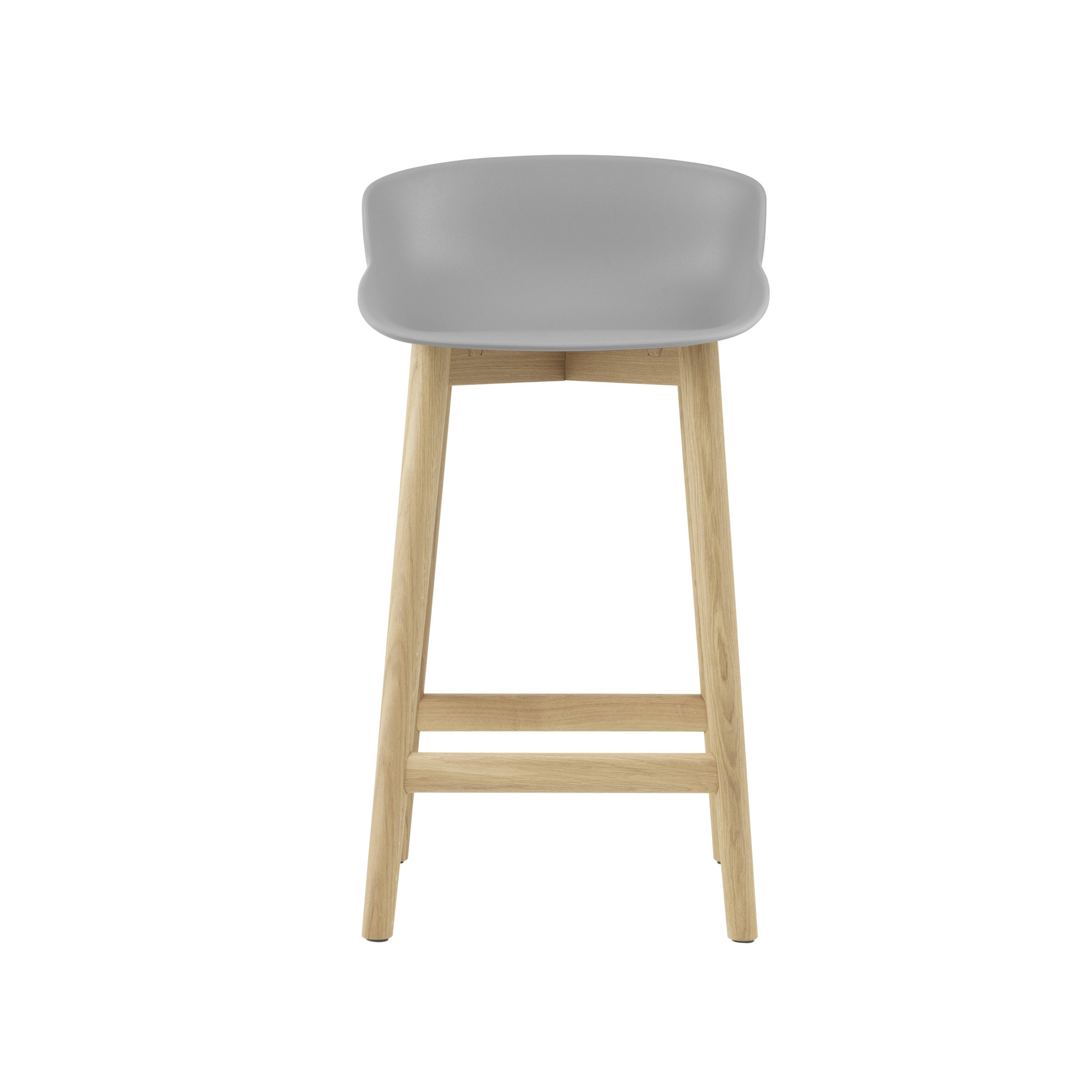 Hyg Bar + Counter Stool: Wood Base + Counter + Grey + Oak