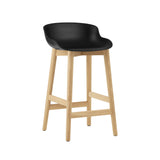 Hyg Bar + Counter Stool: Wood Base + Counter + Black + Oak