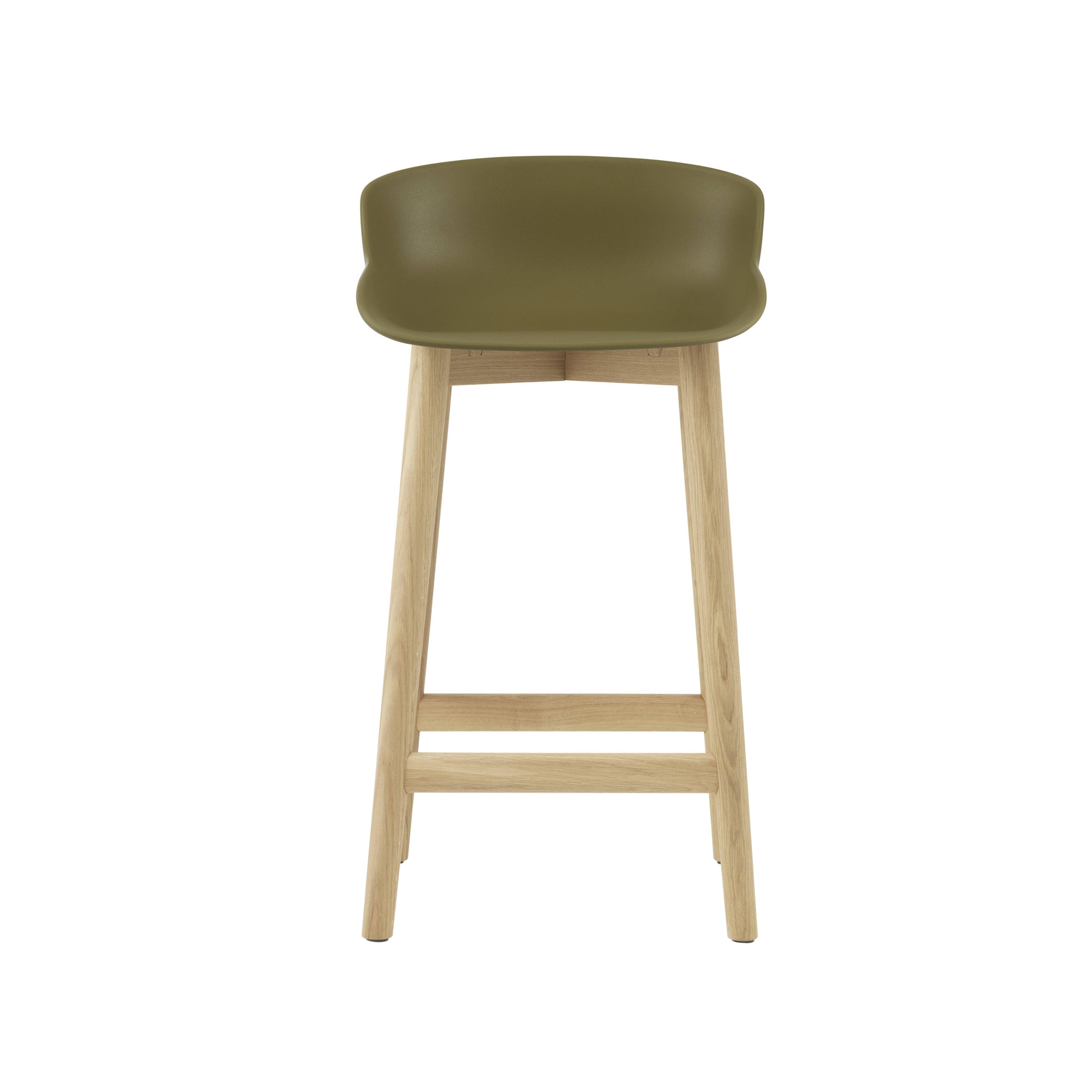 Hyg Bar + Counter Stool: Wood Base + Counter + Olive + Oak