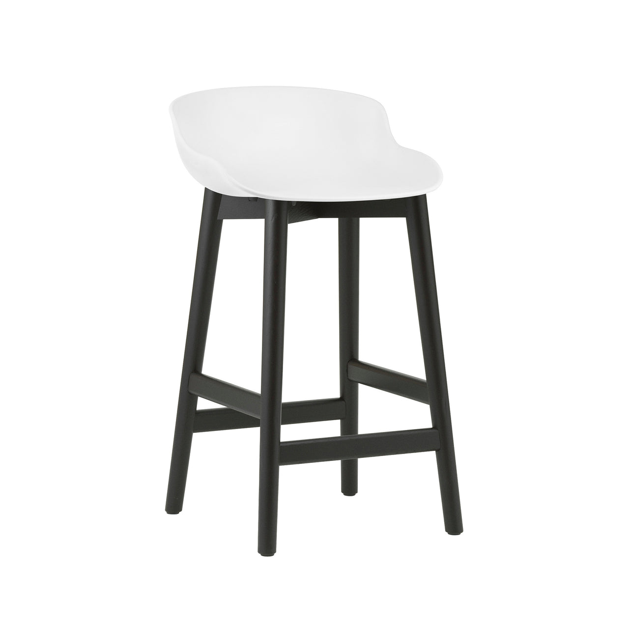 Hyg Bar + Counter Stool: Wood Base + Counter + White + Black Oak