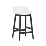 Hyg Bar + Counter Stool: Wood Base + Counter + White + Black Oak