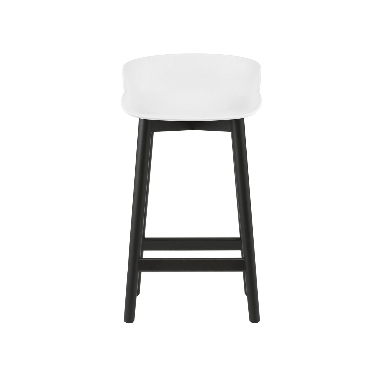 Hyg Bar + Counter Stool: Wood Base + Counter + White + Black Oak