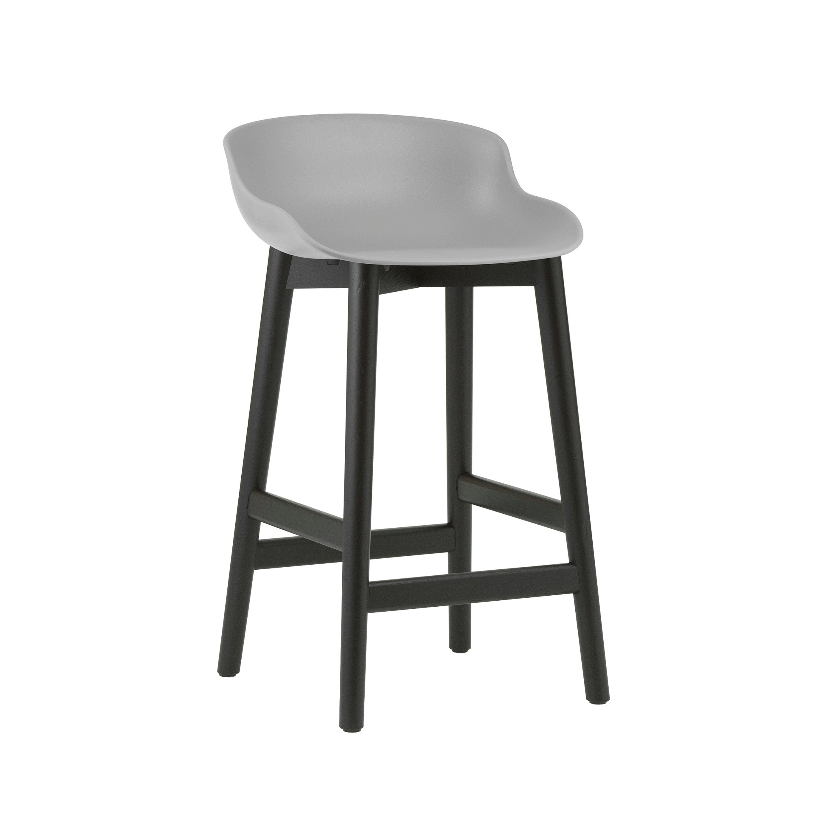 Hyg Bar + Counter Stool: Wood Base + Counter + Grey + Black Oak