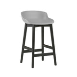 Hyg Bar + Counter Stool: Wood Base + Counter + Grey + Black Oak