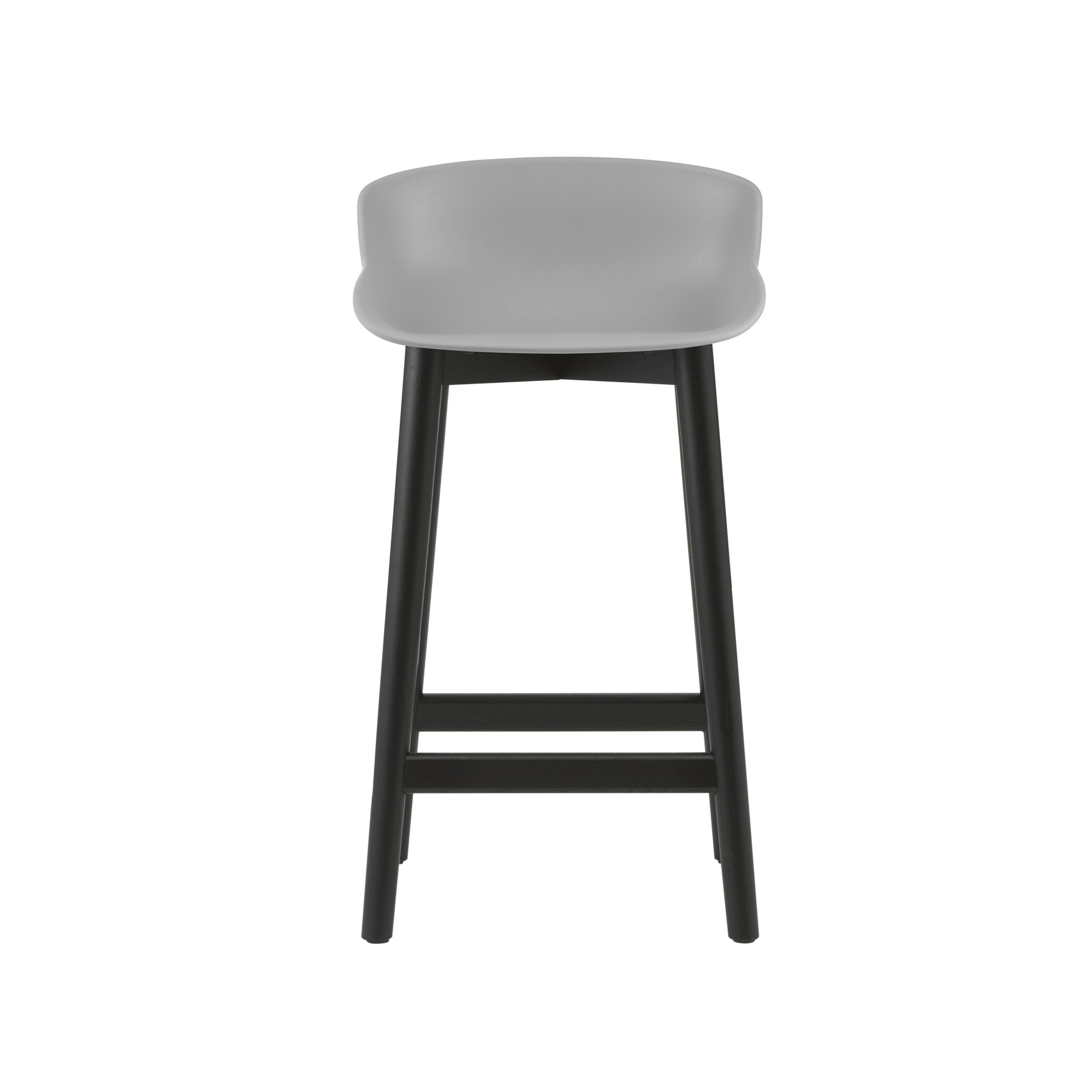 Hyg Bar + Counter Stool: Wood Base + Counter + Grey + Black Oak