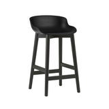 Hyg Bar + Counter Stool: Wood Base + Counter + Black + Black Oak