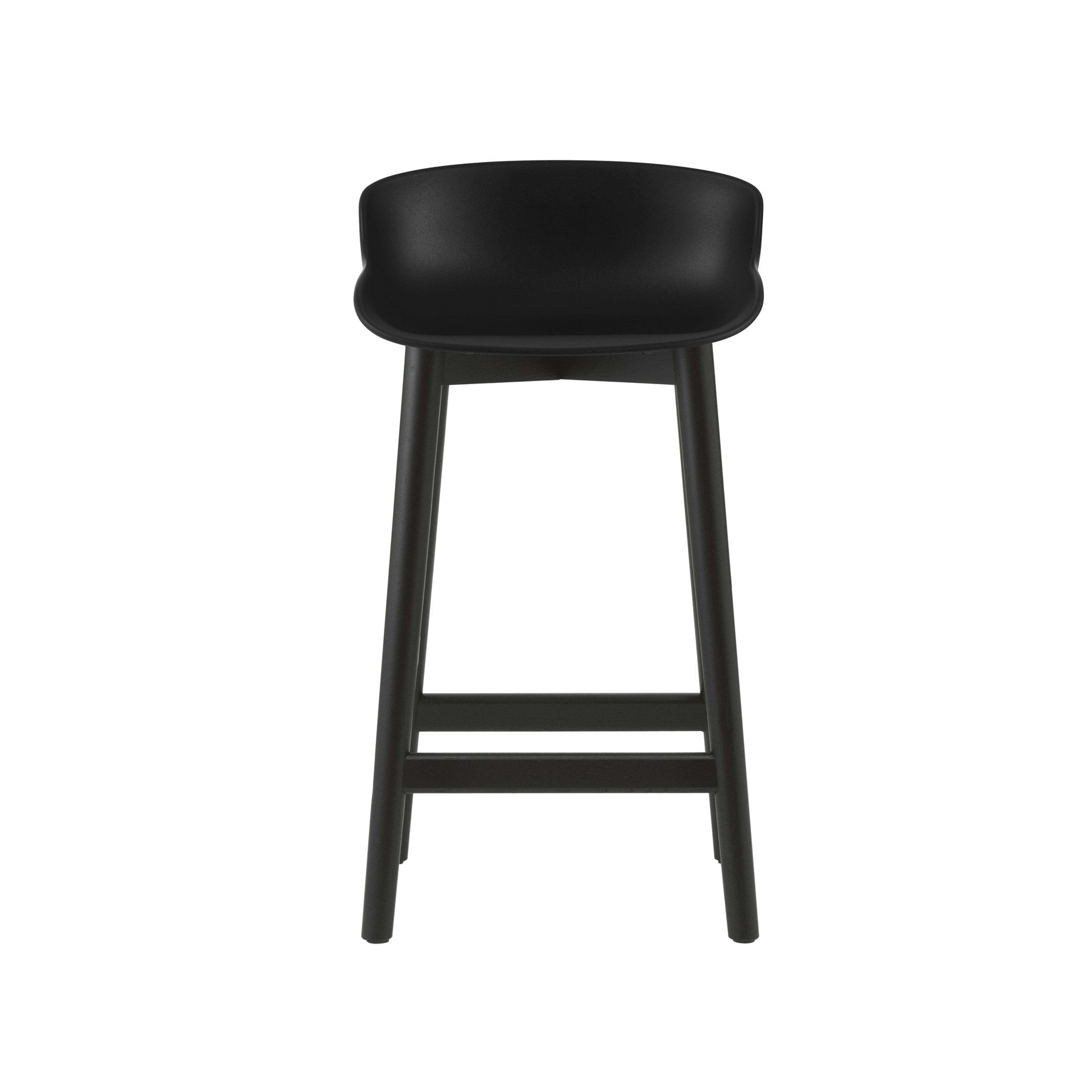 Hyg Bar + Counter Stool: Wood Base + Counter + Black + Black Oak