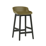 Hyg Bar + Counter Stool: Wood Base + Counter + Olive + Black Oak