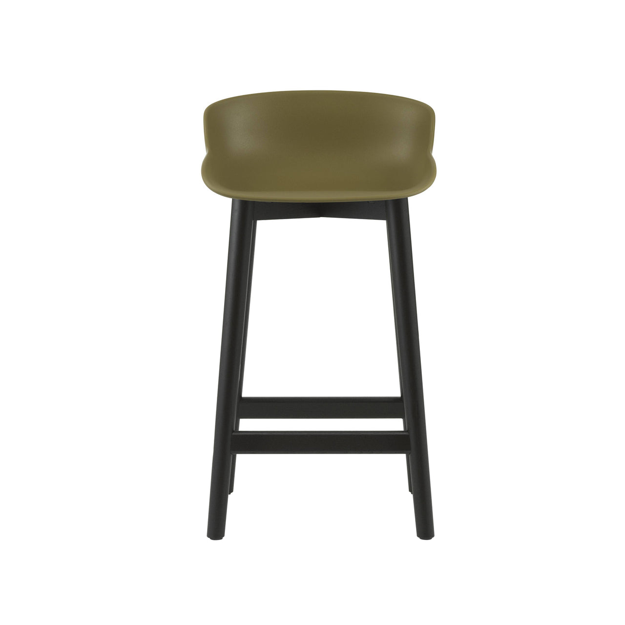 Hyg Bar + Counter Stool: Wood Base + Counter + Olive + Black Oak