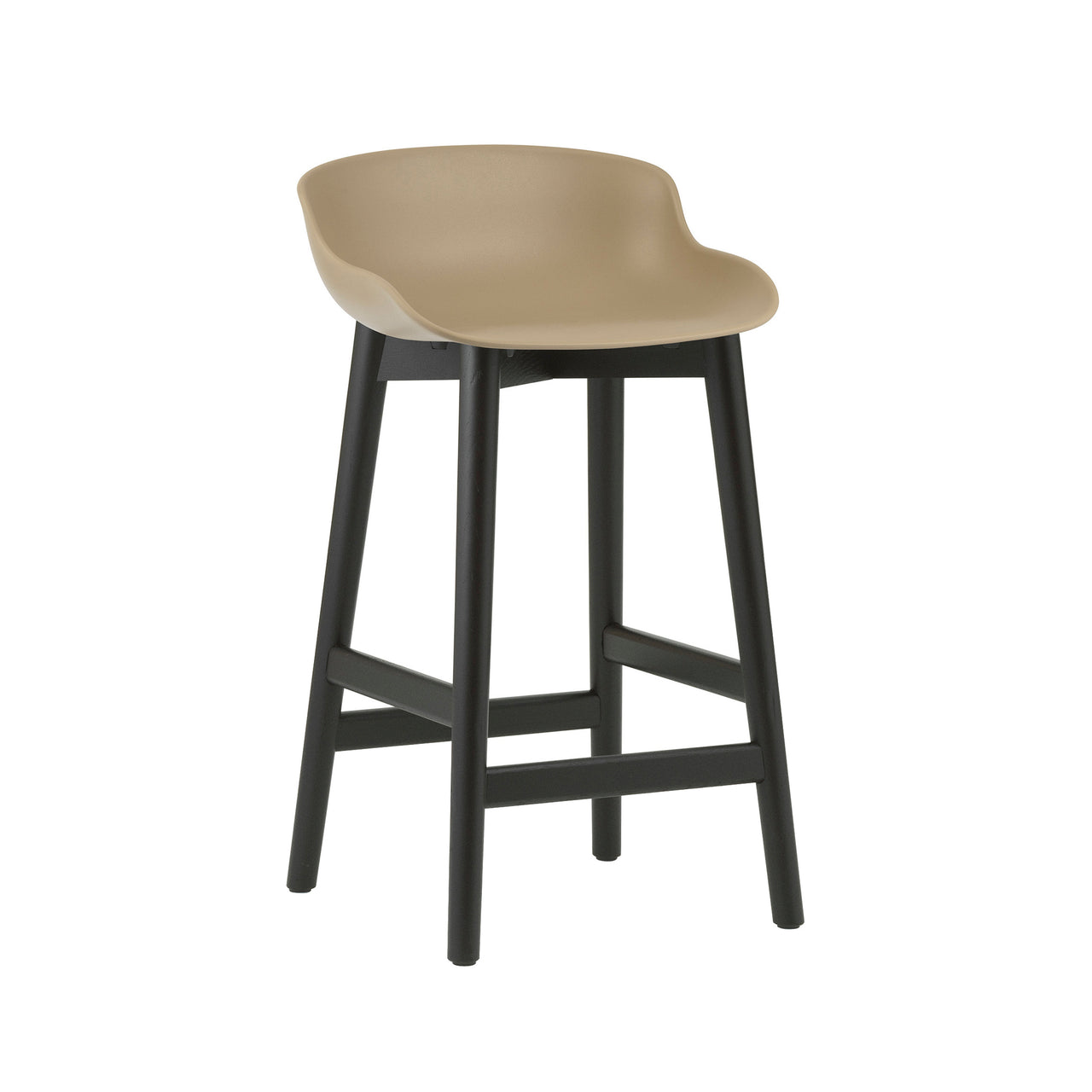 Hyg Bar + Counter Stool: Wood Base + Counter + Sand + Black Oak