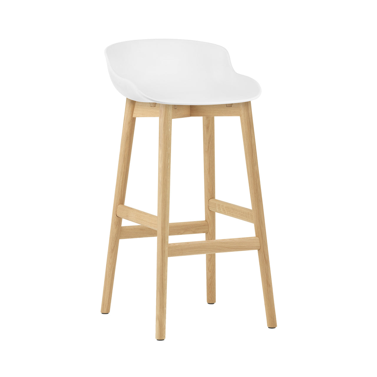 Hyg Bar + Counter Stool: Wood Base + Bar + White + Oak