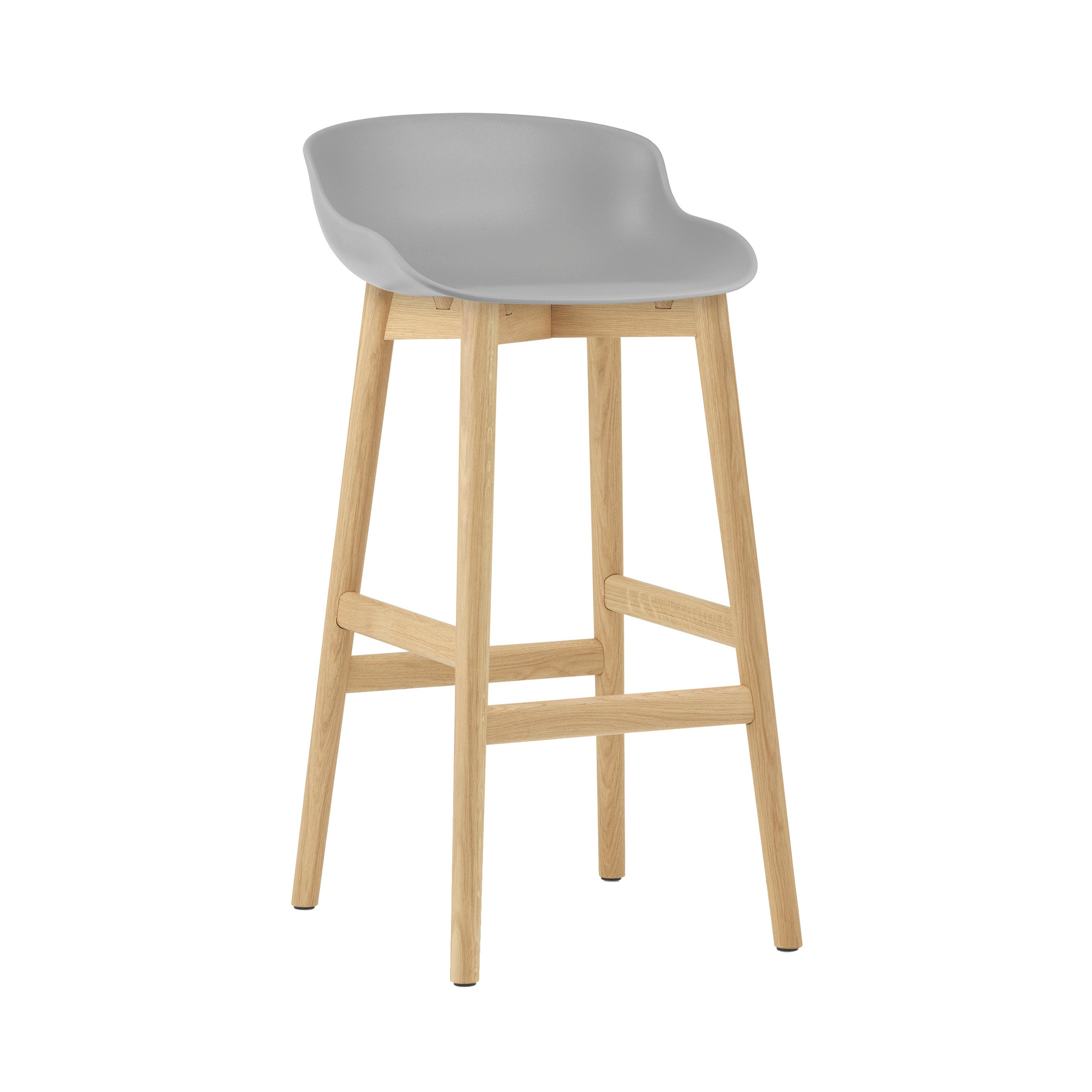 Hyg Bar + Counter Stool: Wood Base + Bar + Grey + Oak