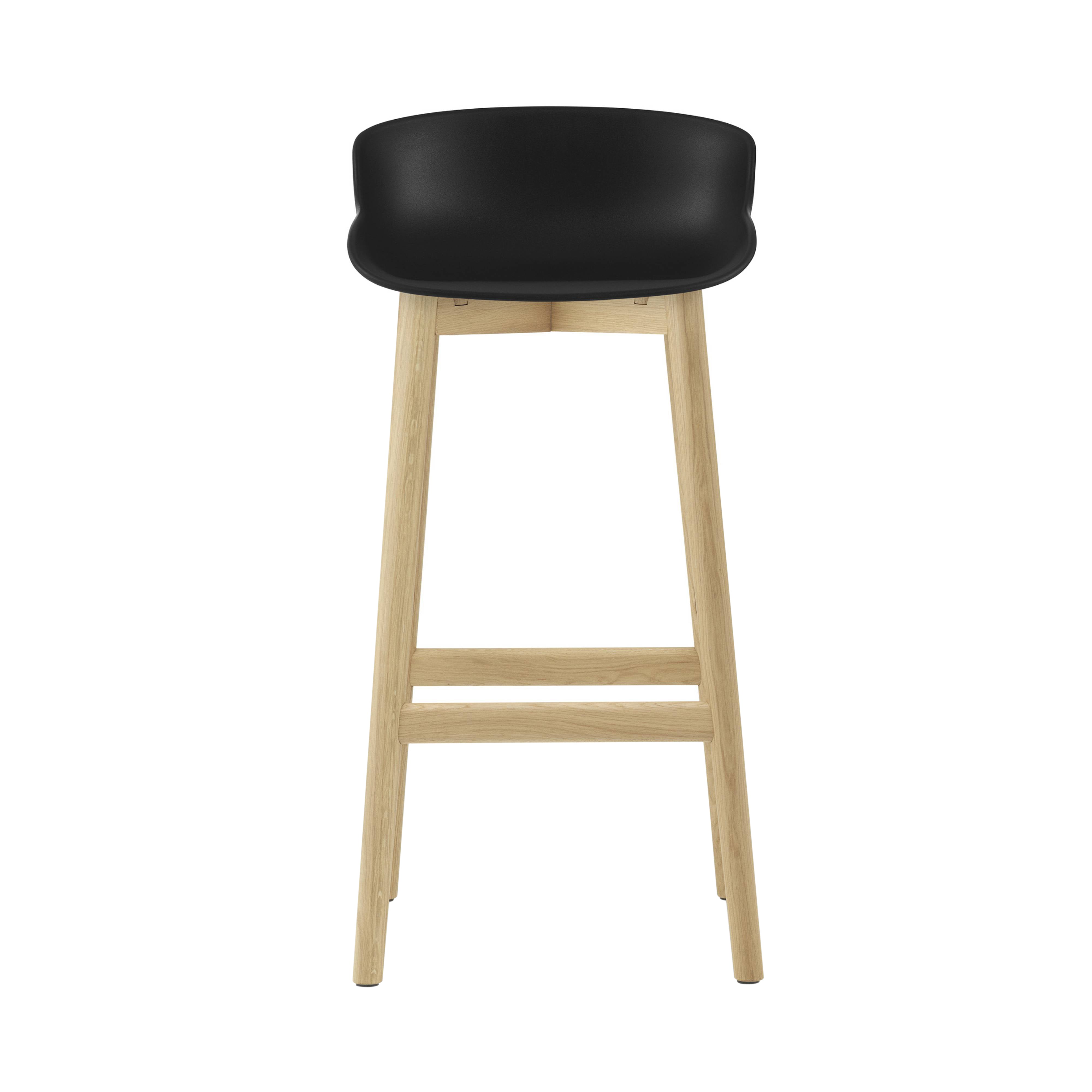 Hyg Bar + Counter Stool: Wood Base + Bar + Black + Oak