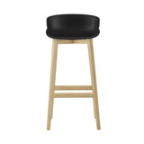 Hyg Bar + Counter Stool: Wood Base + Bar + Black + Oak