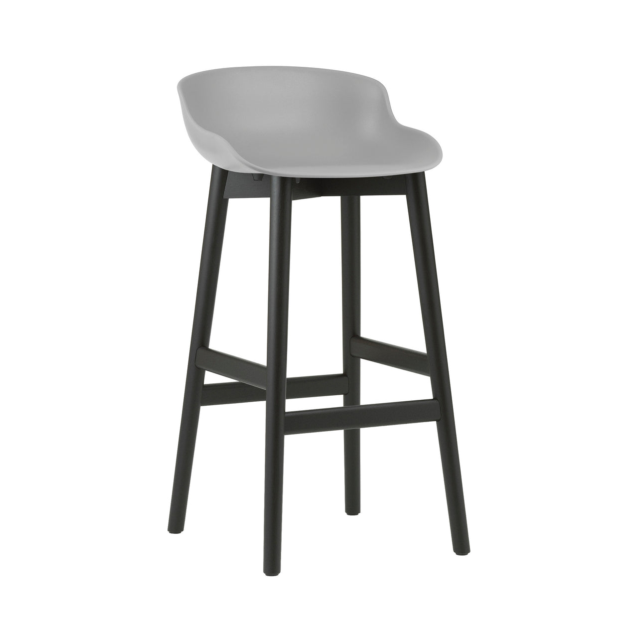 Hyg Bar + Counter Stool: Wood Base + Bar + Grey + Black Oak