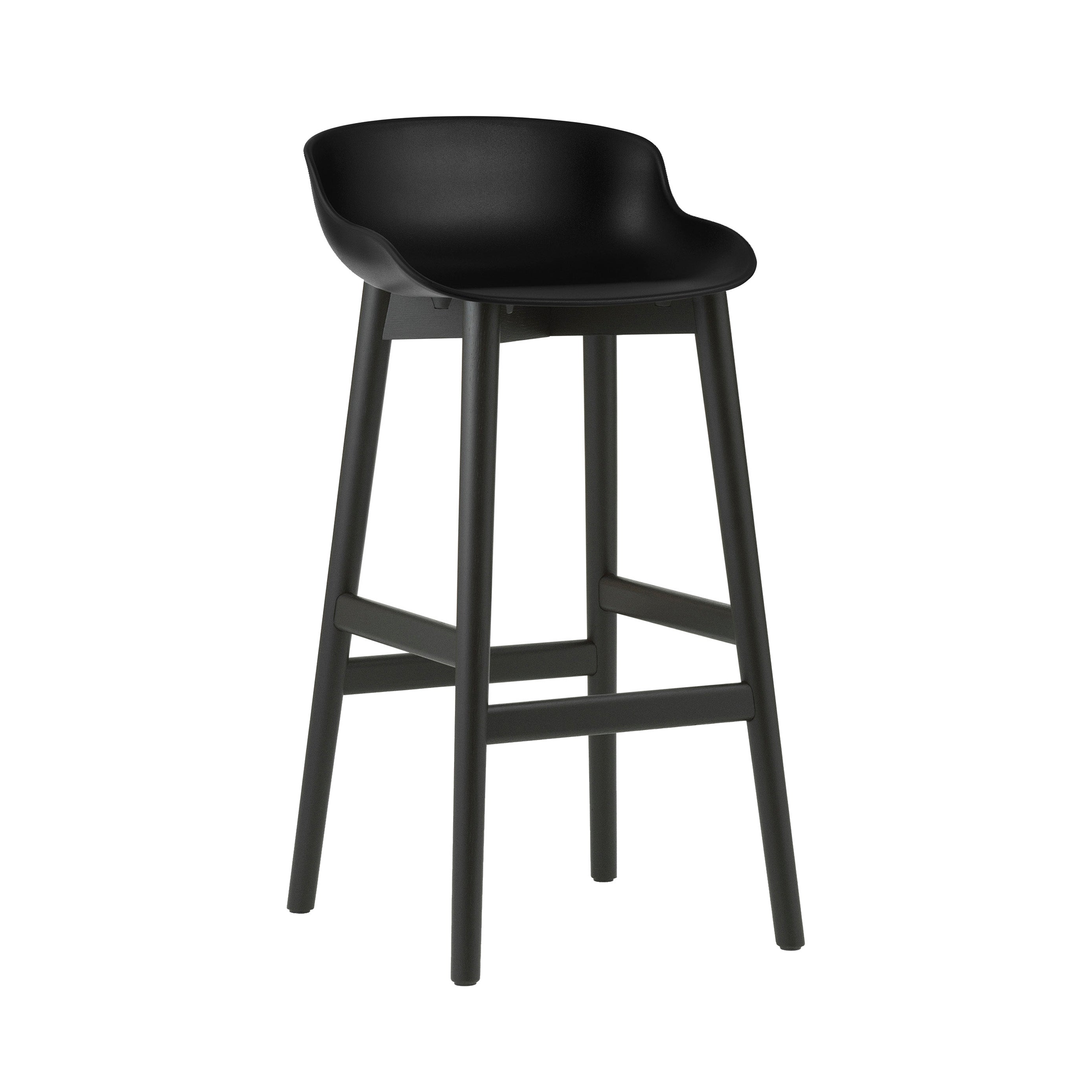 Hyg Bar + Counter Stool: Wood Base + Bar + Black + Black Oak
