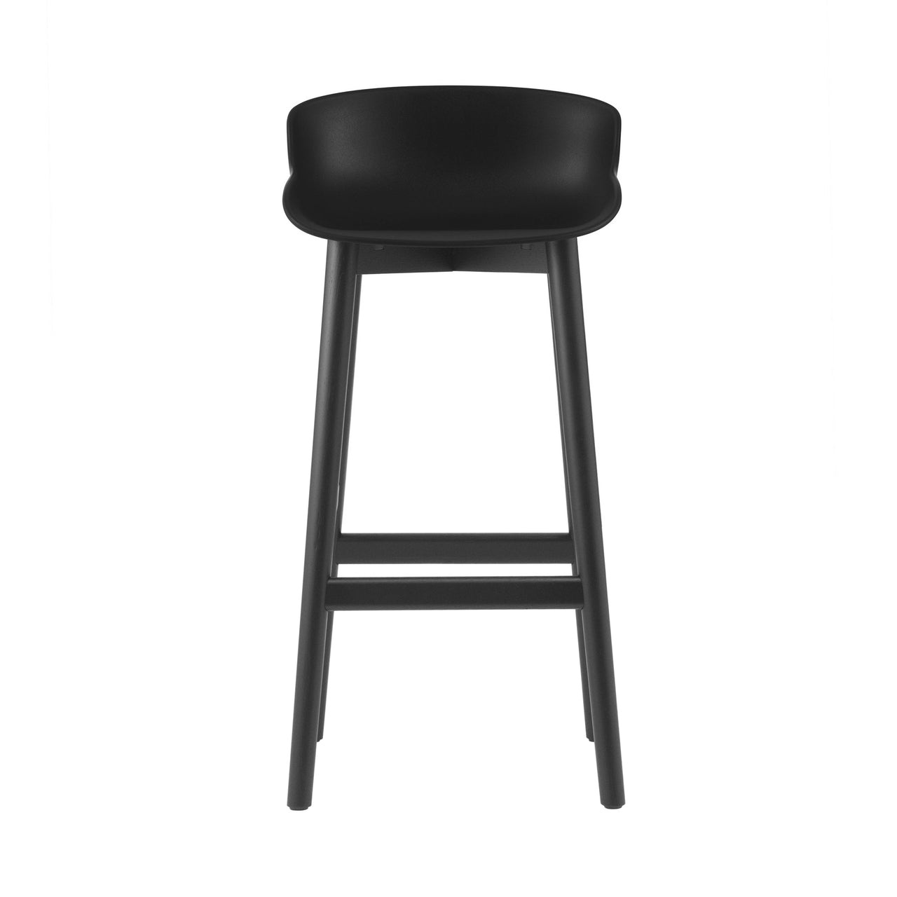 Hyg Bar + Counter Stool: Wood Base + Bar + Black + Black Oak