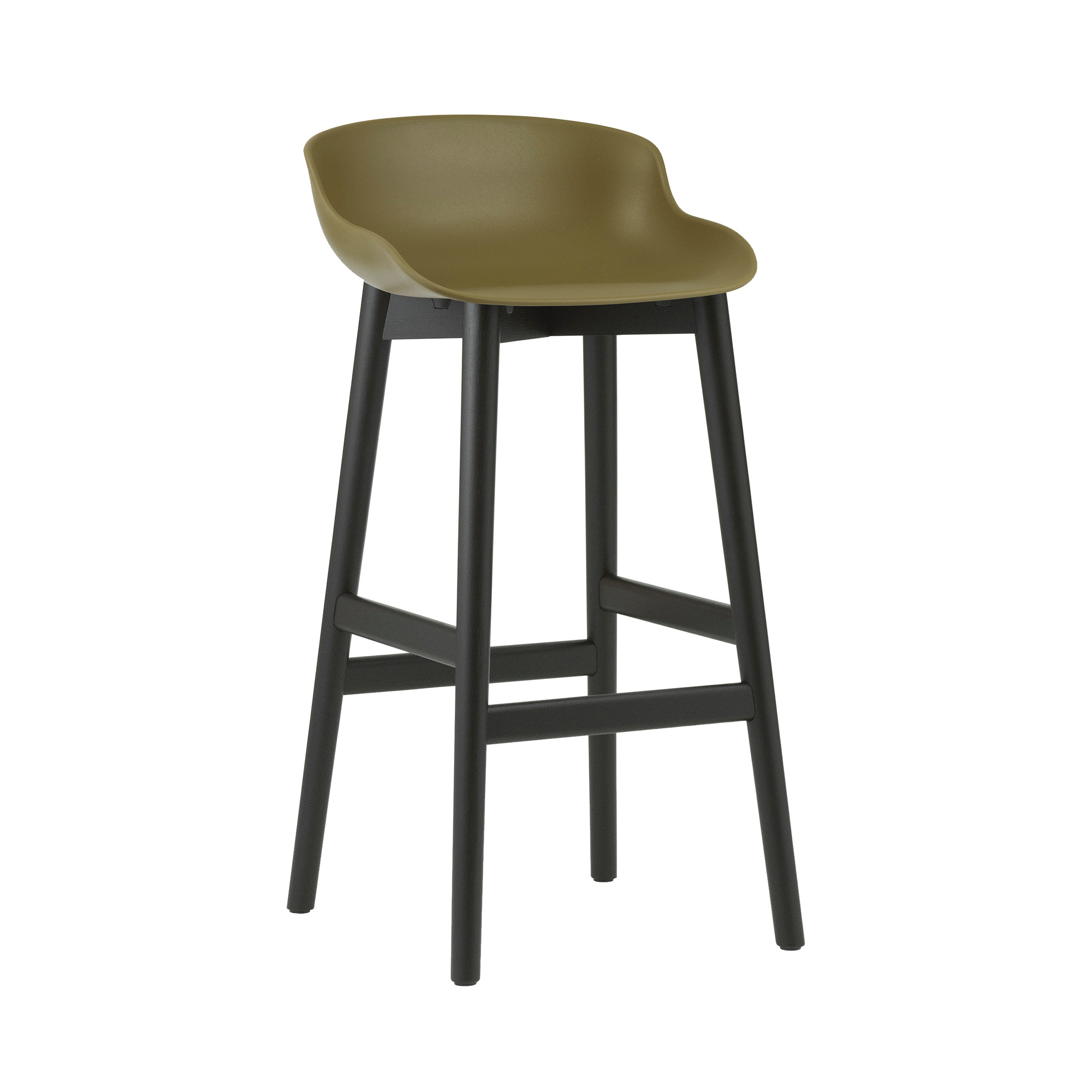 Hyg Bar + Counter Stool: Wood Base + Bar + Olive + Black Oak