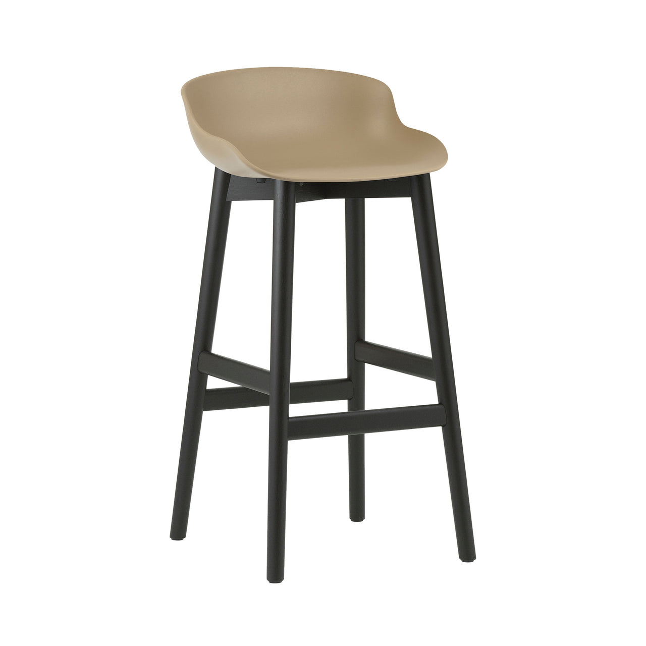 Hyg Bar + Counter Stool: Wood Base + Bar + Sand + Black Oak