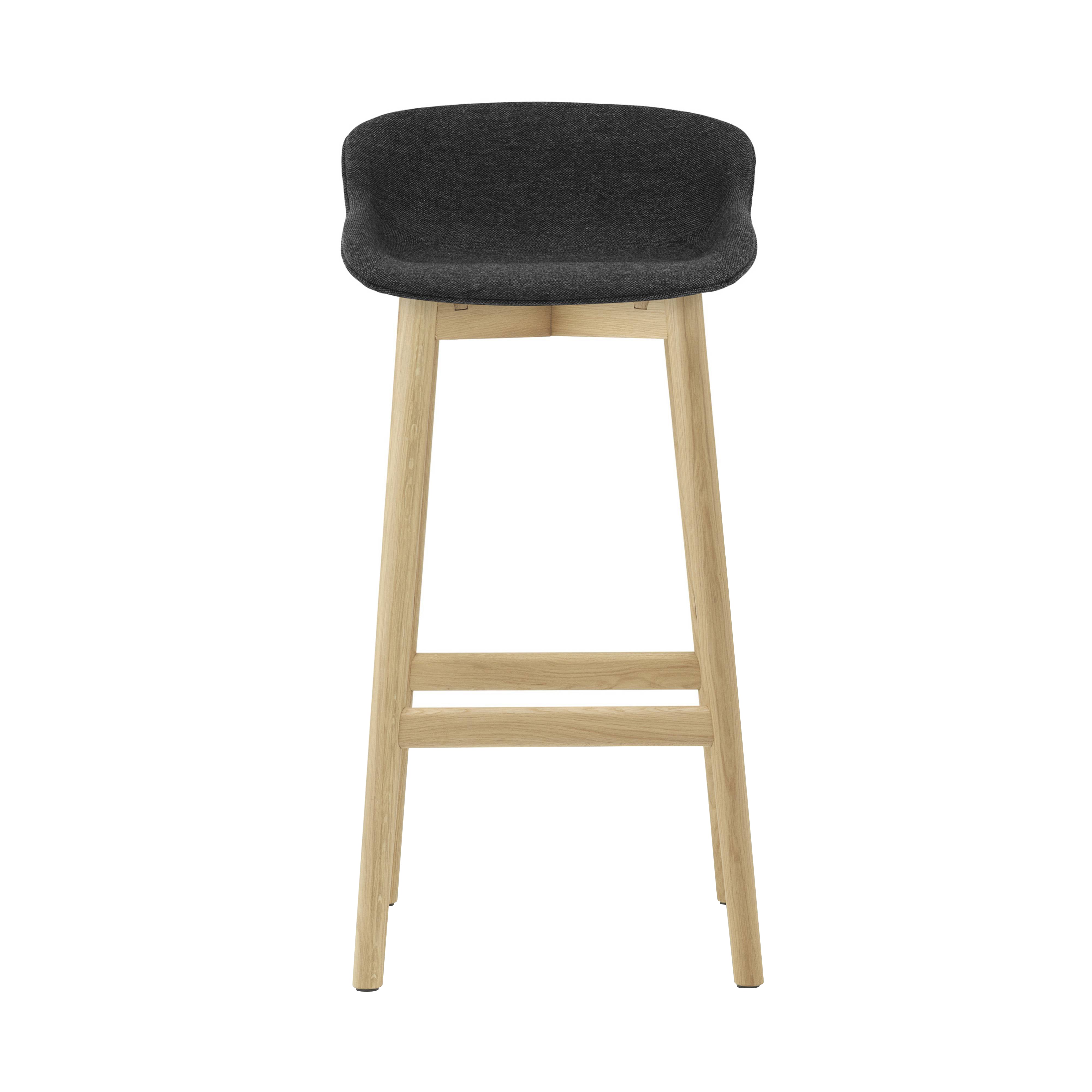 Hyg Bar Stool: Wood Base + Full Upholstered + Oak