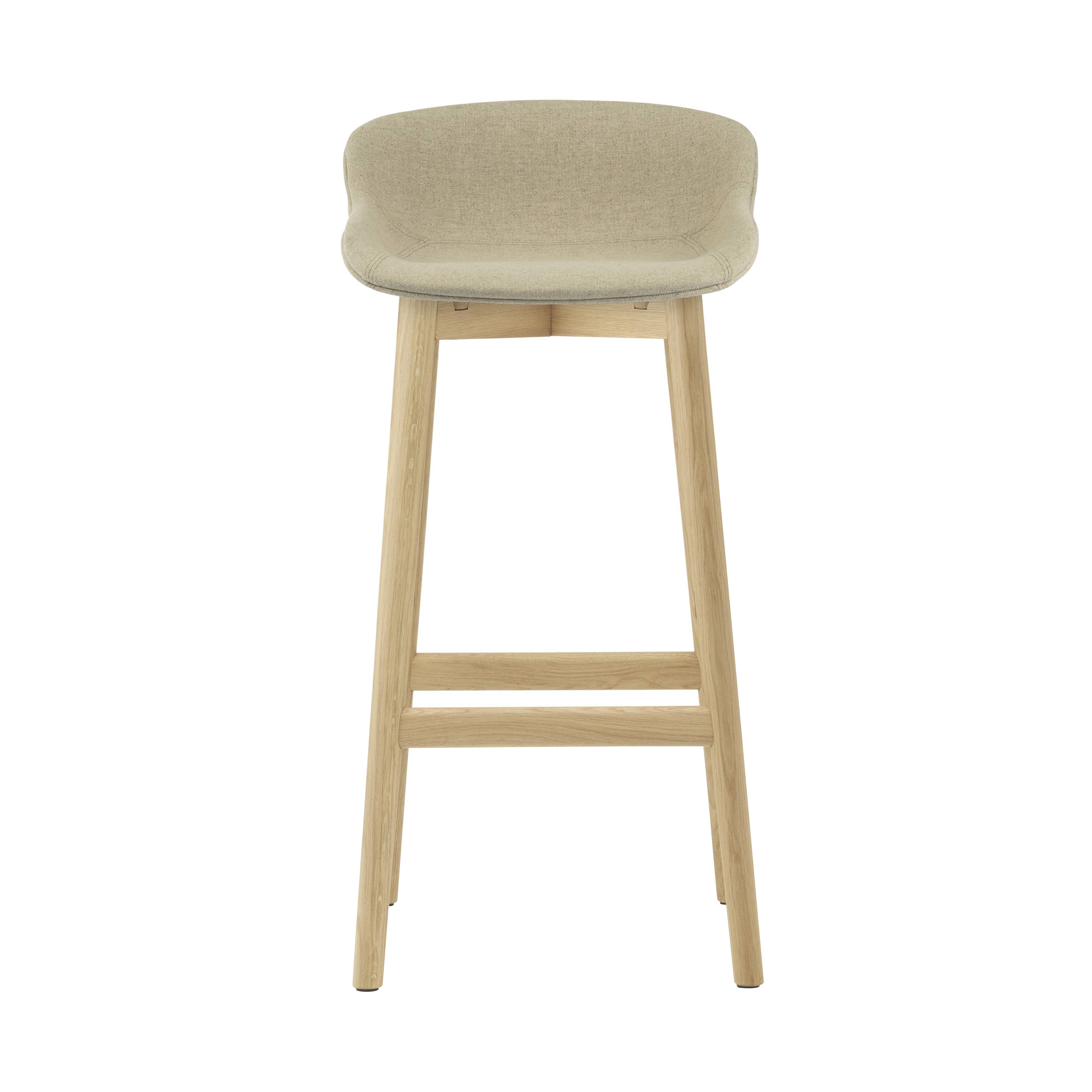 Hyg Bar Stool: Wood Base + Full Upholstered + Oak