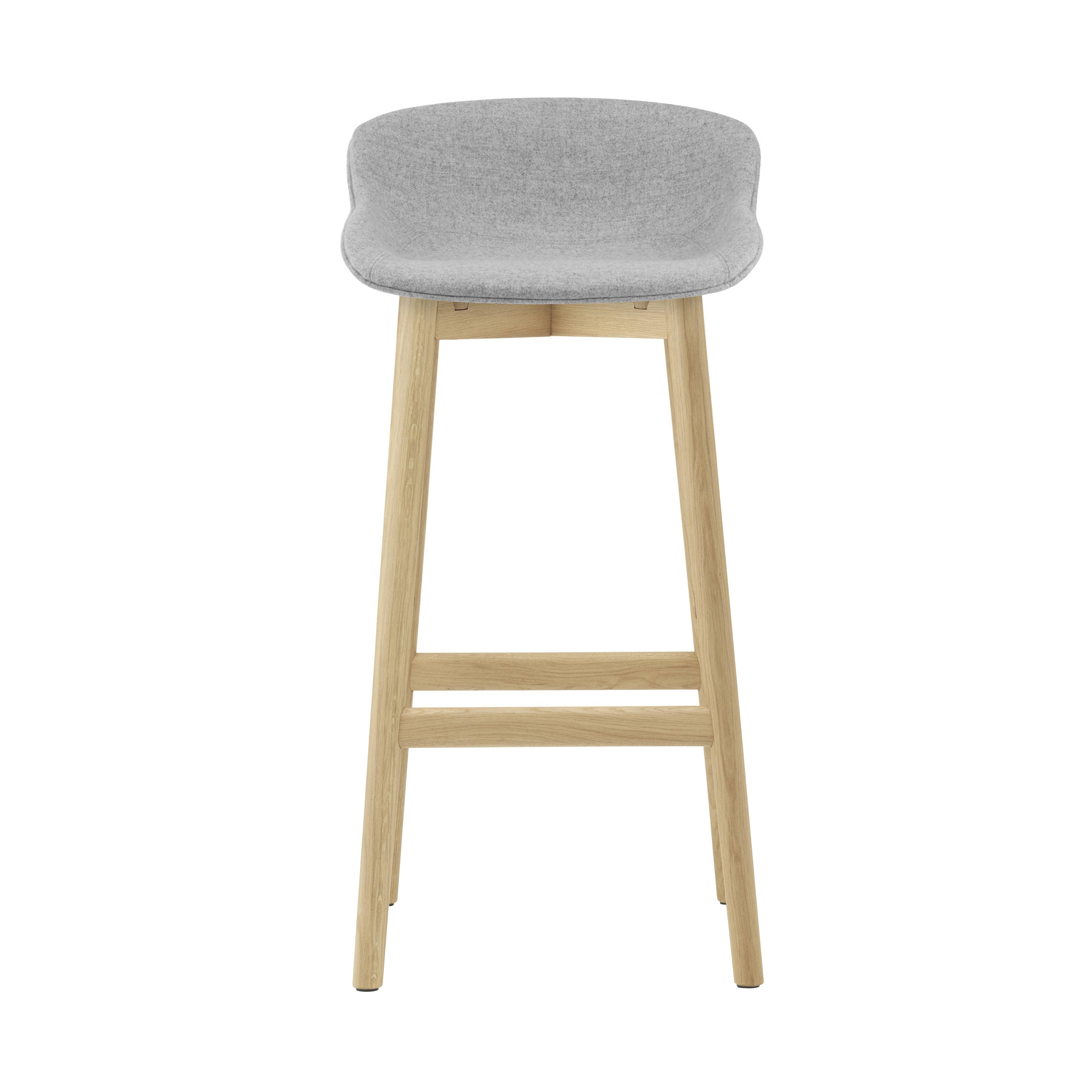 Hyg Bar Stool: Wood Base + Full Upholstered + Oak