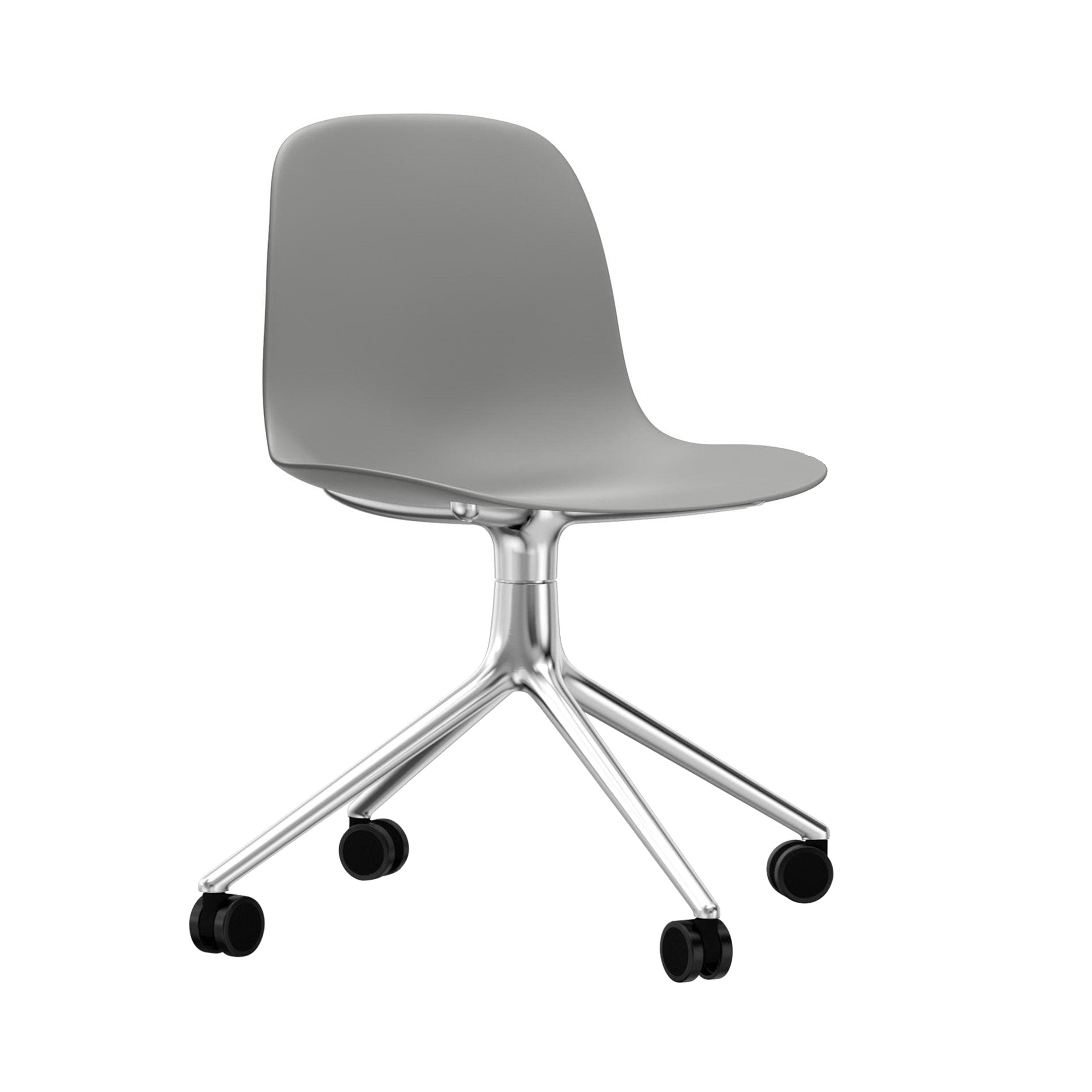 Form Chair: Swivel + Grey + Aluminum + With Casters