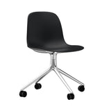Form Chair: Swivel + Black + Aluminum + With Castors