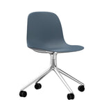 Form Chair: Swivel + Blue + Aluminum + With Casters