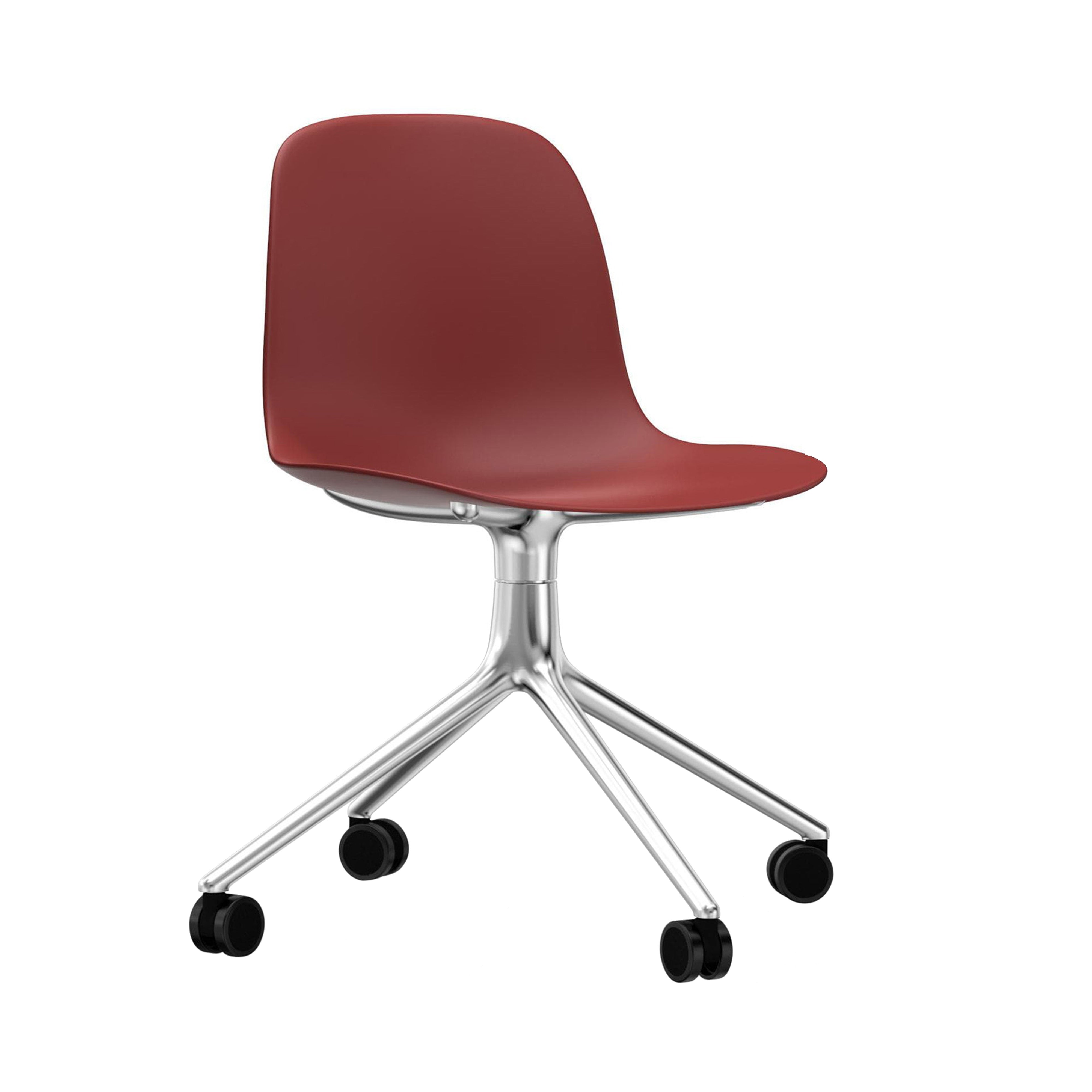 Form Chair: Swivel + Red + Aluminum + With Casters