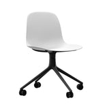 Form Chair: Swivel + White + Black Aluminum + With Casters