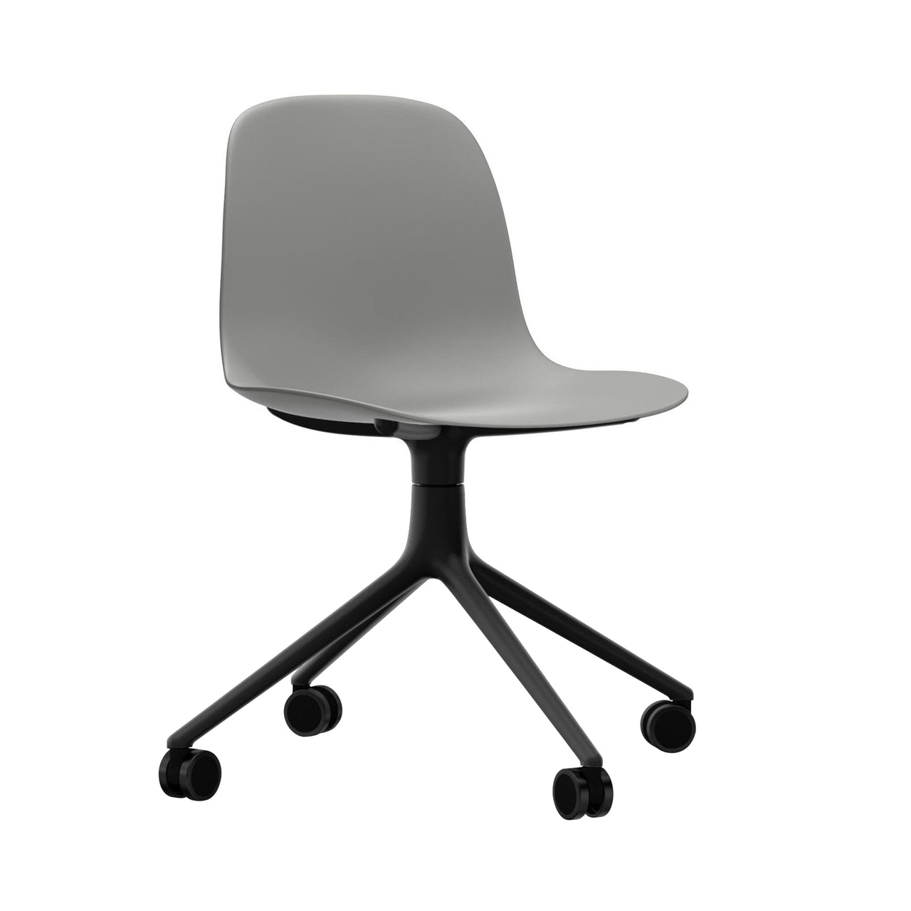 Form Chair: Swivel + Grey + Black Aluminum + With Casters