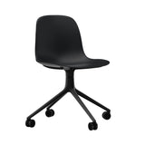 Form Chair: Swivel + Black + Black Aluminum + With Casters