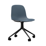 Form Chair: Swivel + Blue + Black Aluminum + With Casters