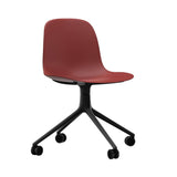 Form Chair: Swivel + Red + Black Aluminum + With Casters