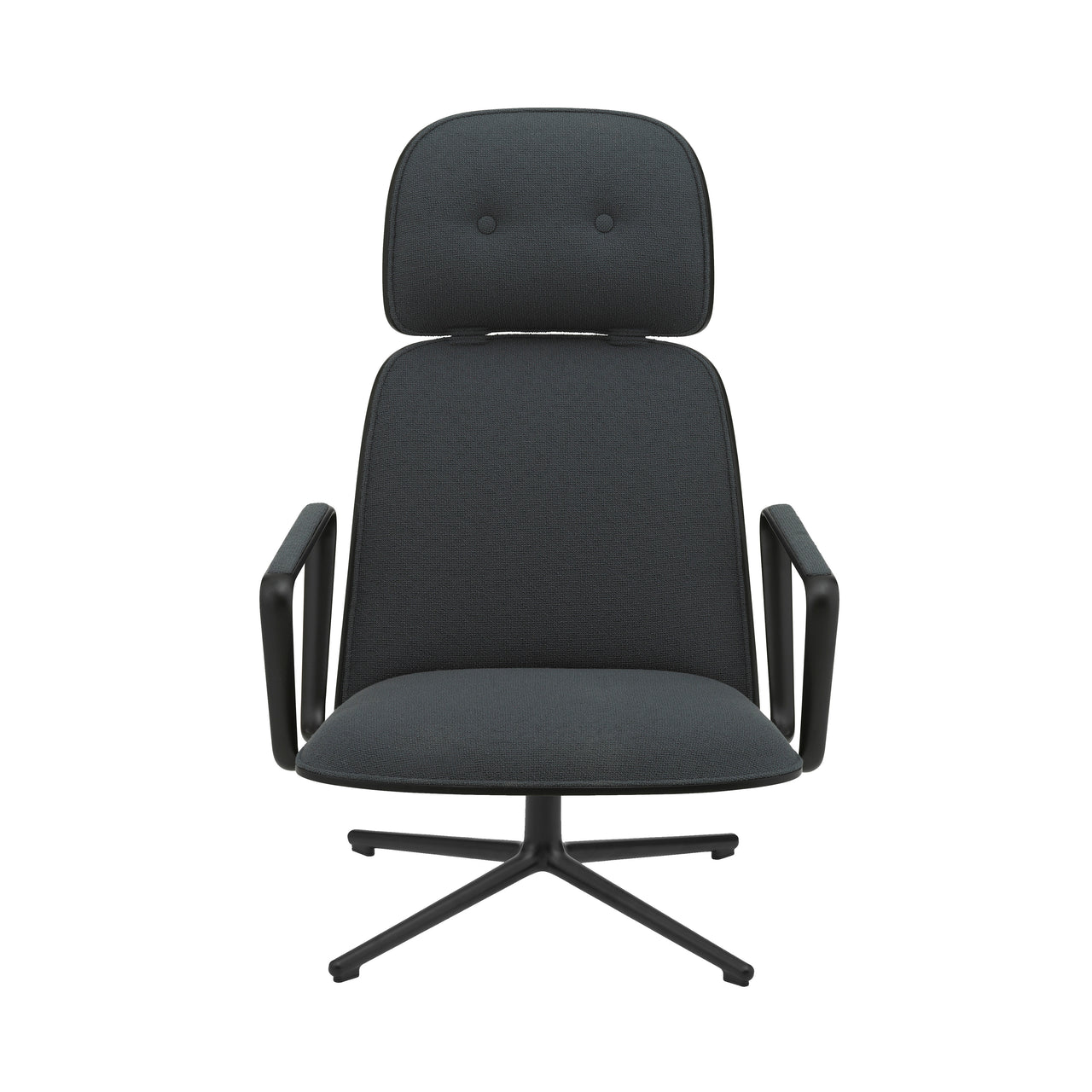 Pad Lounge Chair High Swivel: Black Aluminum + Black Oak + Without Tilt