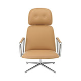 Pad Lounge Chair High Swivel: Aluminum + Oak + Without Tilt