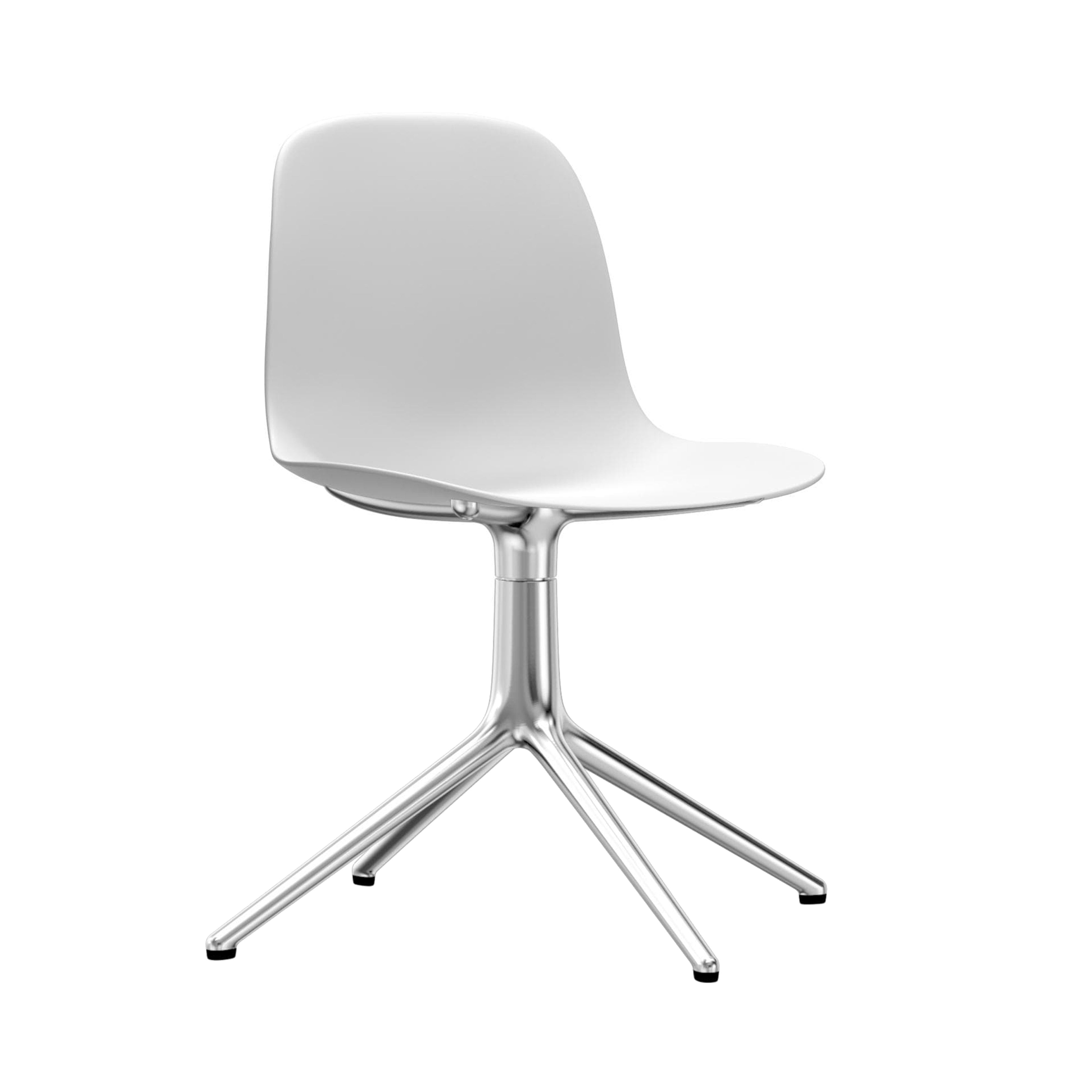 Form Chair: Swivel + White + Black Aluminum + Without Casters