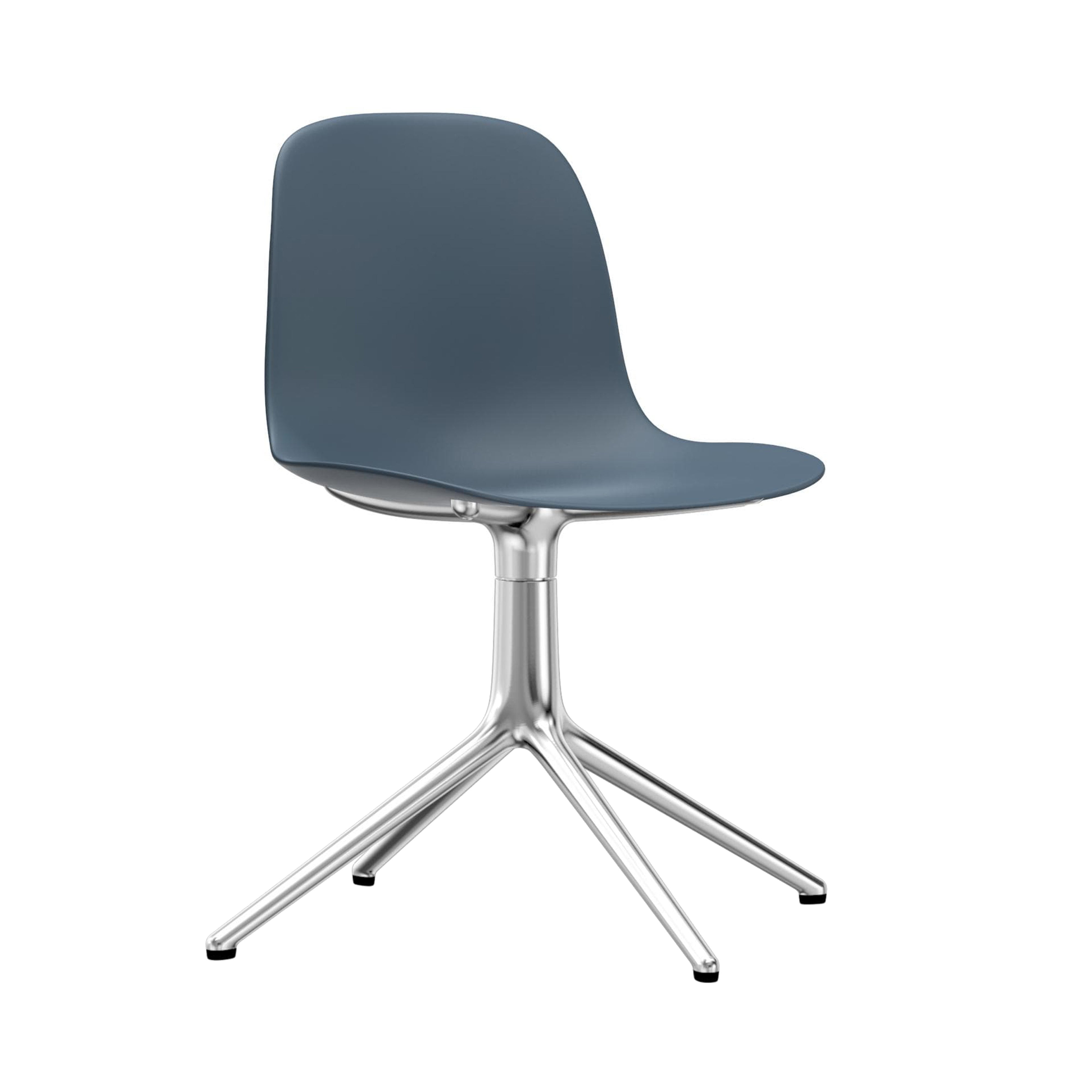 Form Chair: Swivel + Blue + Aluminum + Without Casters