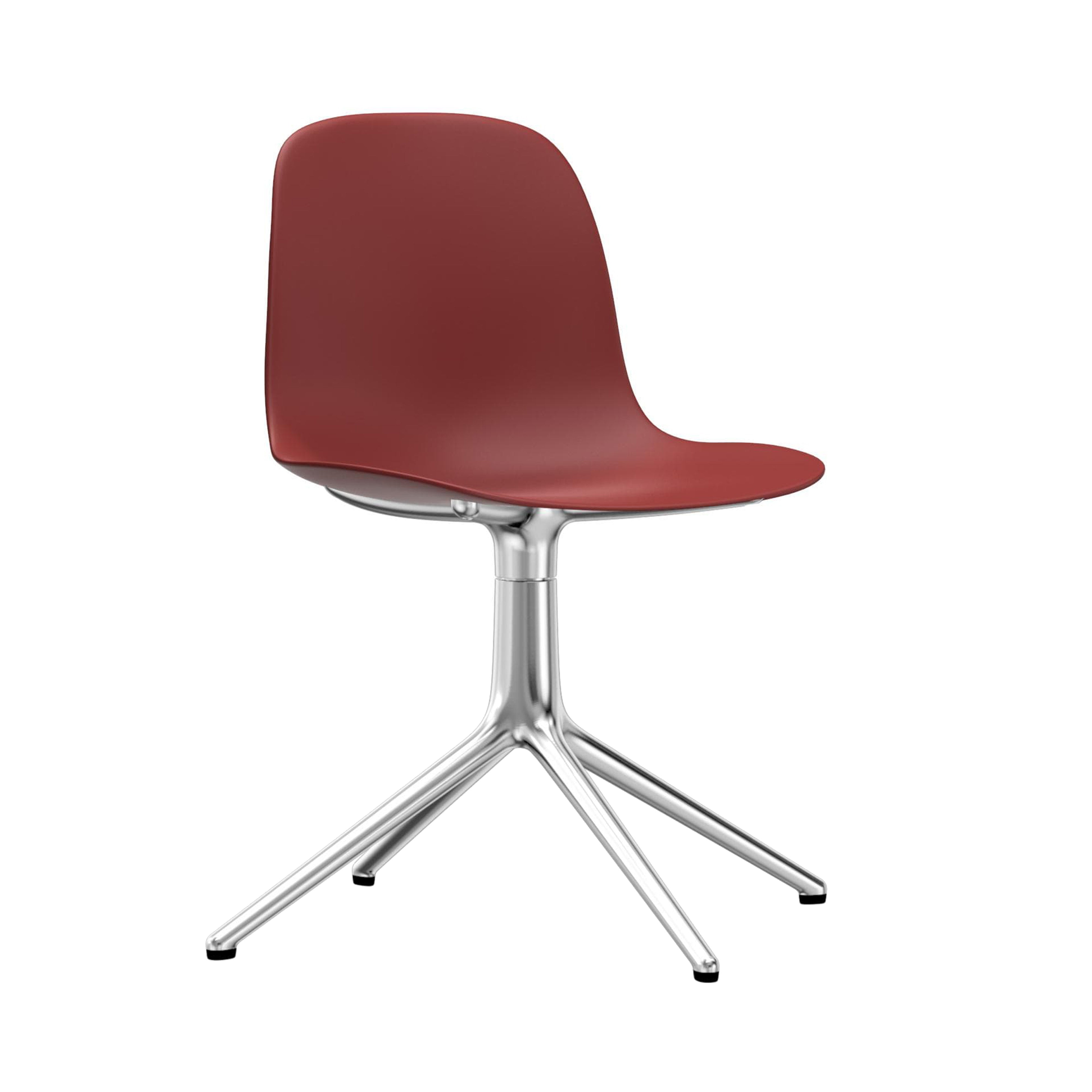 Form Chair: Swivel + Red + Aluminum + Without Casters