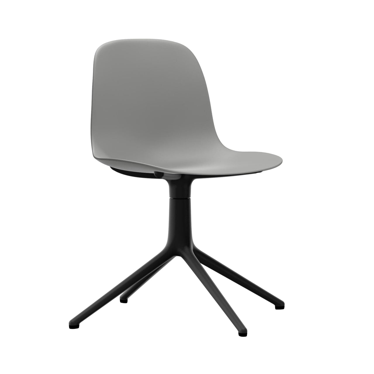 Form Chair: Swivel + Grey + Black Aluminum + Without Casters
